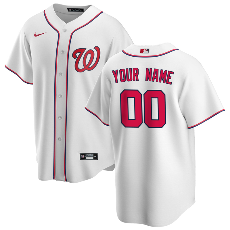 Men Washington Nationals Nike White Home 2020 Replica Customized Jersey